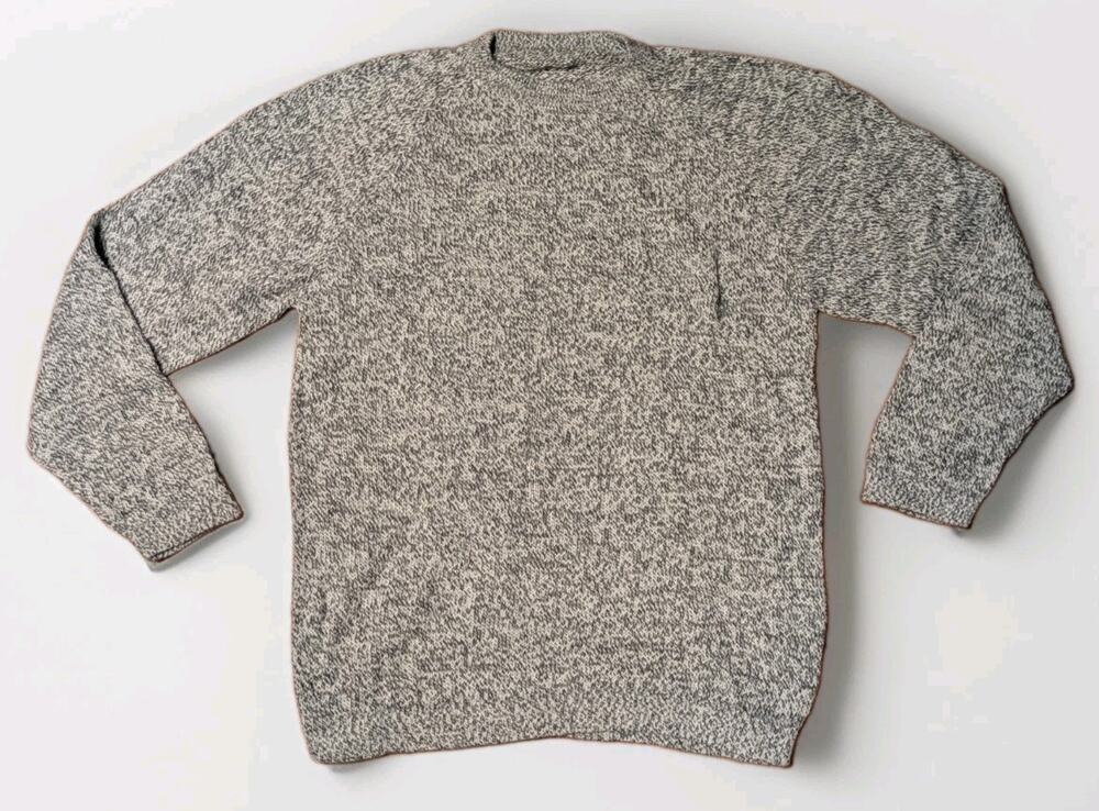 Bolivian Alpaca Wool Sweater Mens S Gray Marled Crewneck Raglan Handmade New